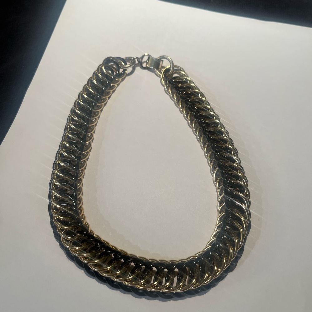 Vintage Crown Trifari Gold Toned & Black necklace